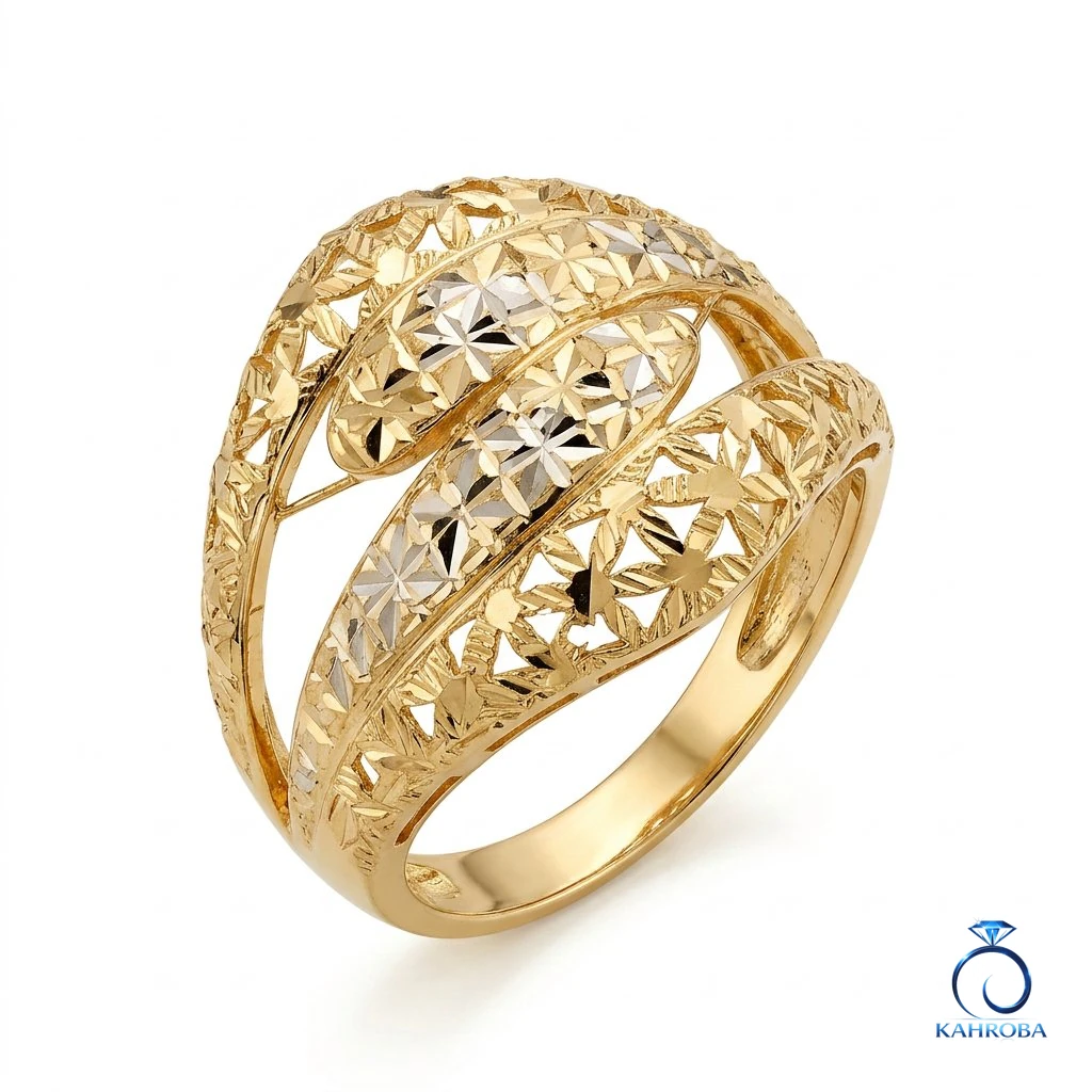 kahrobagold-openwork خرید انگشتر طلا ١٨ عیار زنانه کد A1291